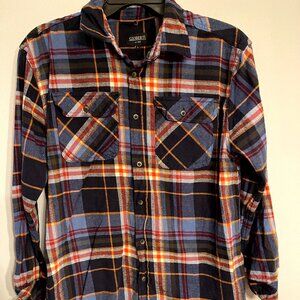 Gioberti Blue Plaid Long Sleeve Button-Up Men's Shirt Size Large